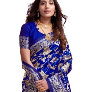 SIRIL Women's Banarasi Soft Silk Saree Pure Silk with Unstitched Blouse Piece