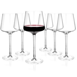 Crystal Wine Glasses Set 6, Red White Wine Large Glasses - 100% Lead-Free Glass - Pinot Noir - Burgundy - Bordeaux - 20.5-ounce