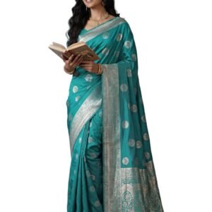 Ready to Wear Banarasi Silk Woven Saree | Pre Draped Saree for Women | 5.5 Meter Saree for Women | 0.8 Meter Unstitched Blouse Piece | Banarasi Silk Saree
