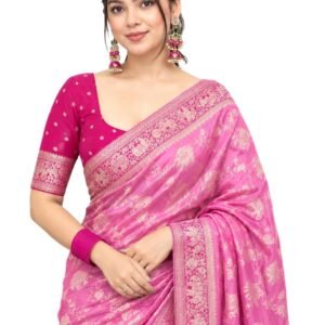Flosive Women's Kanjivaram Banarasi Soft Silk Saree With Blouse Piece