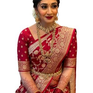 Dhyey fashion Women's Silk Blend Traditional Saree and Unstitched Blouse Piece with Golden zari work | Banarasi saree for women | Saree for Woman | Bridal banarasi saree