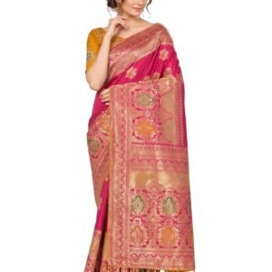 Monjolika Fashion Women's Soft Banarasi Style Silk Saree With Blouse For Wedding(4509_Color)
