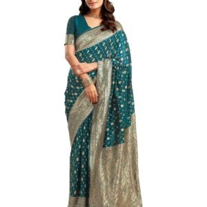 SIRIL Women's Pure Kanjivaram Silk Saree Soft Sarees Banarasi Style With Blouse Piece For Wedding