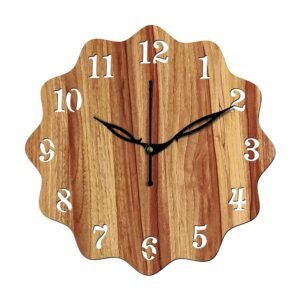 Aum 10" Inch Wooden Wall Clock (Beige, Small Size, 25cm x 25cm)-018