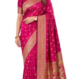 C J Enterprise Women's Banarasi Saree Pure Kanjivaram Style Silk Saree With Blouse Piece for Wedding (Pari-160)