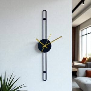POSHIO Nordic Minimalist Gold Needle Metal Wall Clock for Home and Office- Wall Decor, Wall Clock for Home Stylish Latest (19 X 3.9 inches) with Silent Clock Mechanism