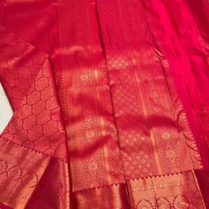 Banarasi Soft Silk Saree for Women | Rani Pink Saree with Rich Gold Zari Weaving & Traditional Brocade Border | Ethnic Wear Saree with Blouse Piece |