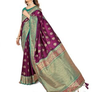 Mehrang Cotton Banarasi Silk Saree for Women With Unstitched Blouse Piece