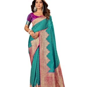 Mehrang Women's Pure Kanjivaram Silk Saree Banarasi Silk Wedding Sarees for Women with Blouse Piece…