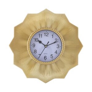 Mezin Gold Sunburst Design-16 Wall Clock | Analog Operation | 24 cm Battery-Powered
