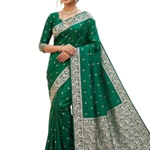 Women's Banarasi Silk Zari Weaving Saree With Unstitched Blouse Piece