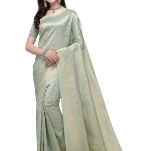 Jaanvi fashion Women's Banarasi Silk Sarees With Zari Jacquard Work & Blouse Piece