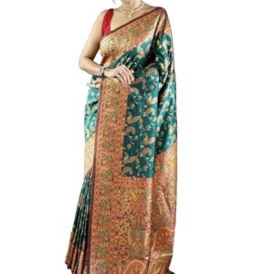 Women's Banarasi Katan Silk Zari Work Saree With Unstitched Blouse Piece