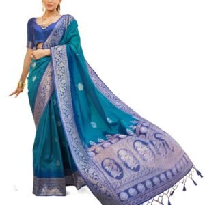 SWORNOF Women's Kanjivaram Soft Silk Banarasi Sarees With Unstiched Blouse Piece
