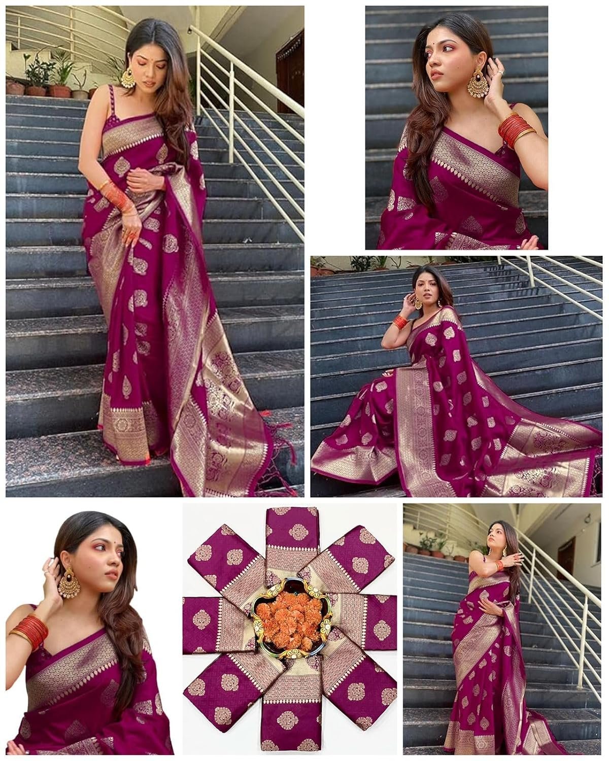 Women's Banarasi Kanjivaram Cotton Silk Saree With Unstitched Blouse Material