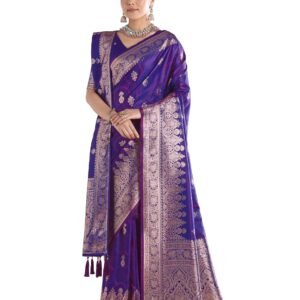 Monjolika Fashion Women's Banarasi Style Soft Silk Zari Woven Saree With Dupatta