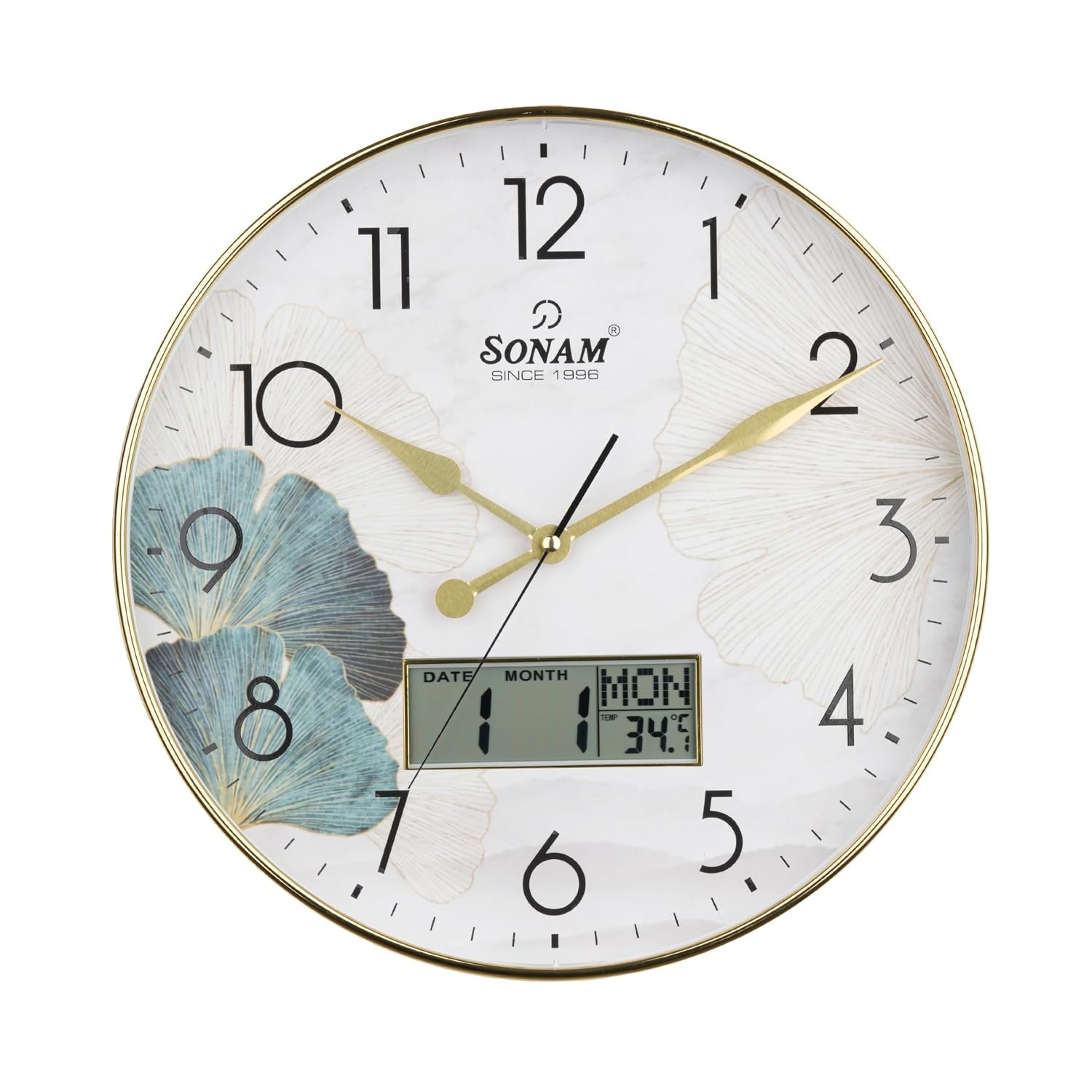 Sonam Wall Clock SLC 14057 Parent (Golden - Ginkgo Dial)