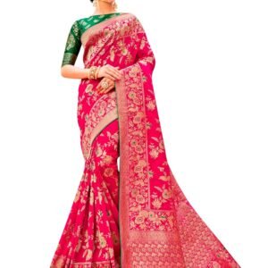 Monjolika Fashion Women's Banarasi Pure Kanjivaram Style Silk Saree With Blouse Piece for Wedding (37765 color)