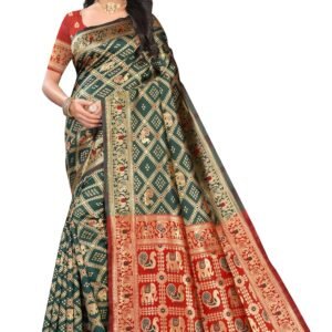 Women's Cotton Silk Saree with Jacquard Design, Elegant Border & Unstitched Blouse Piece | Traditional Ethnic Wear for Wedding and Family Functions