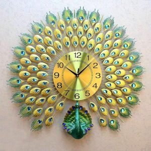 RECTITUDE Wall Clock Silent Quartz Decorative Latest Wall Clock Non-Ticking Classic & Modern and Stylish Silent Movement Peacock Wall Clock Easy to Read for Room/Home/Kitchen/Bedroom/Office (BF392)