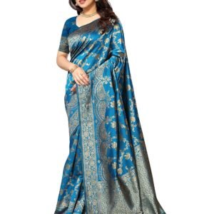 Sidhidata Women's Kanjivaram Banarasi Jacquard Silk Saree With Blouse Piece (Free Size)