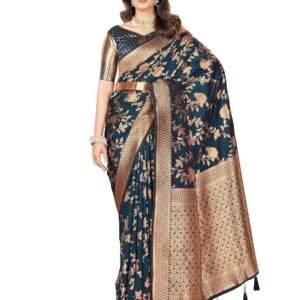 Mehrang Cotton Banarasi Silk Saree for Women With Unstitched Blouse Piece