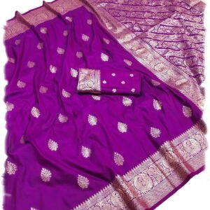 Women's Banarasi Silk Saree with Unstitched Blouse Piece