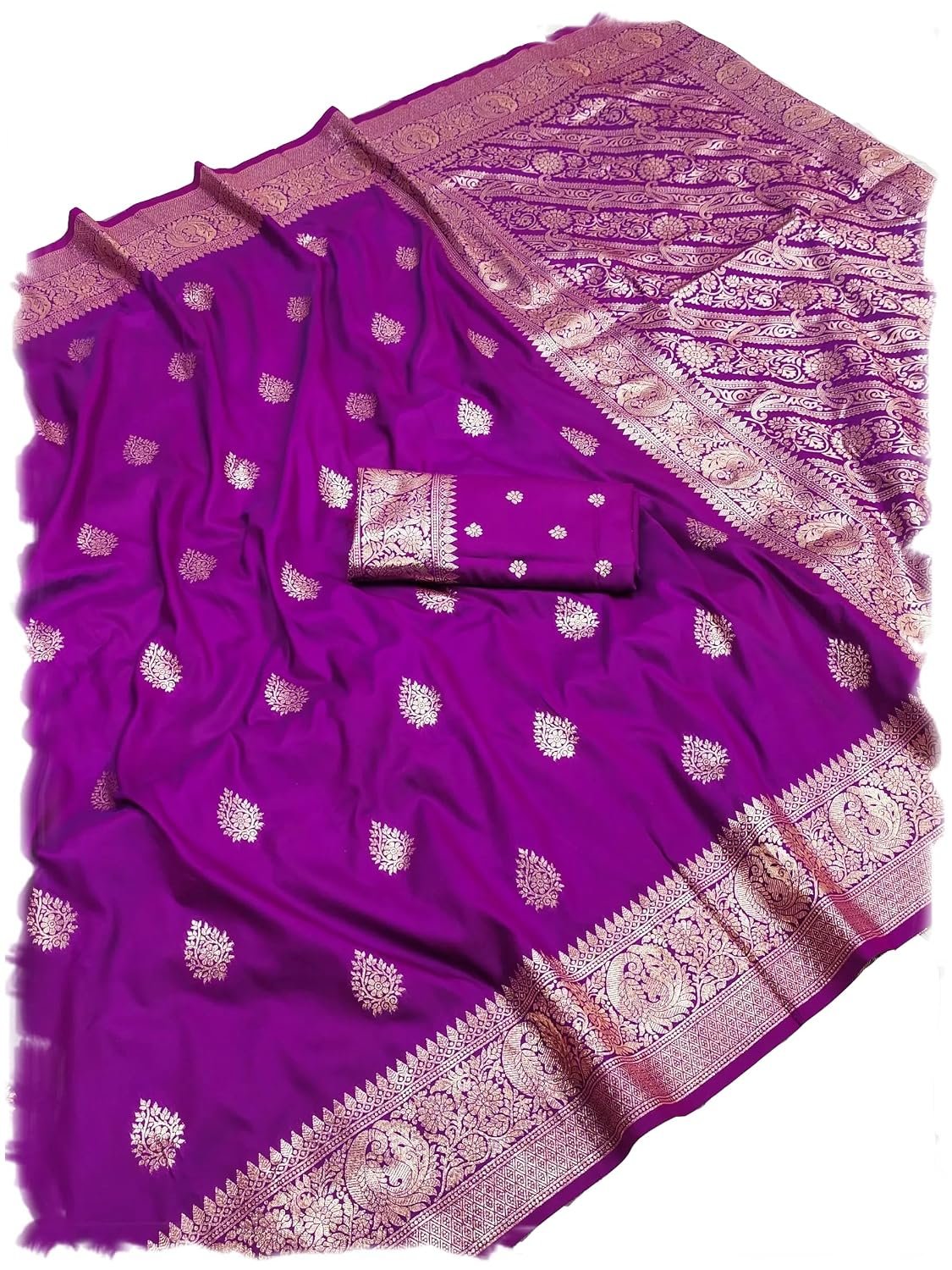 Women's Banarasi Silk Saree with Unstitched Blouse Piece