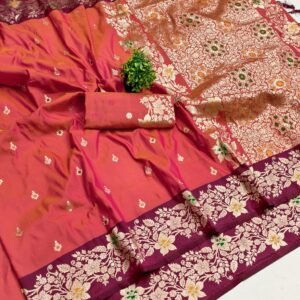 Jacquard Soft Silk Saree Pure Silk with Unstitched Blouse Piece