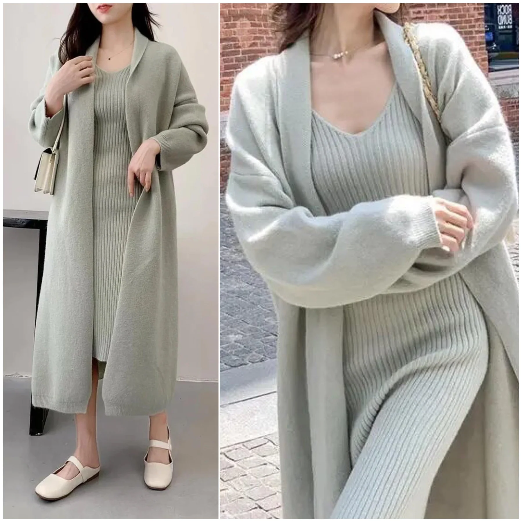 Manie Bodycon Dress with - Woolen Coat Premium - Korean Girls - Luxury Styles Fashion - Image 1